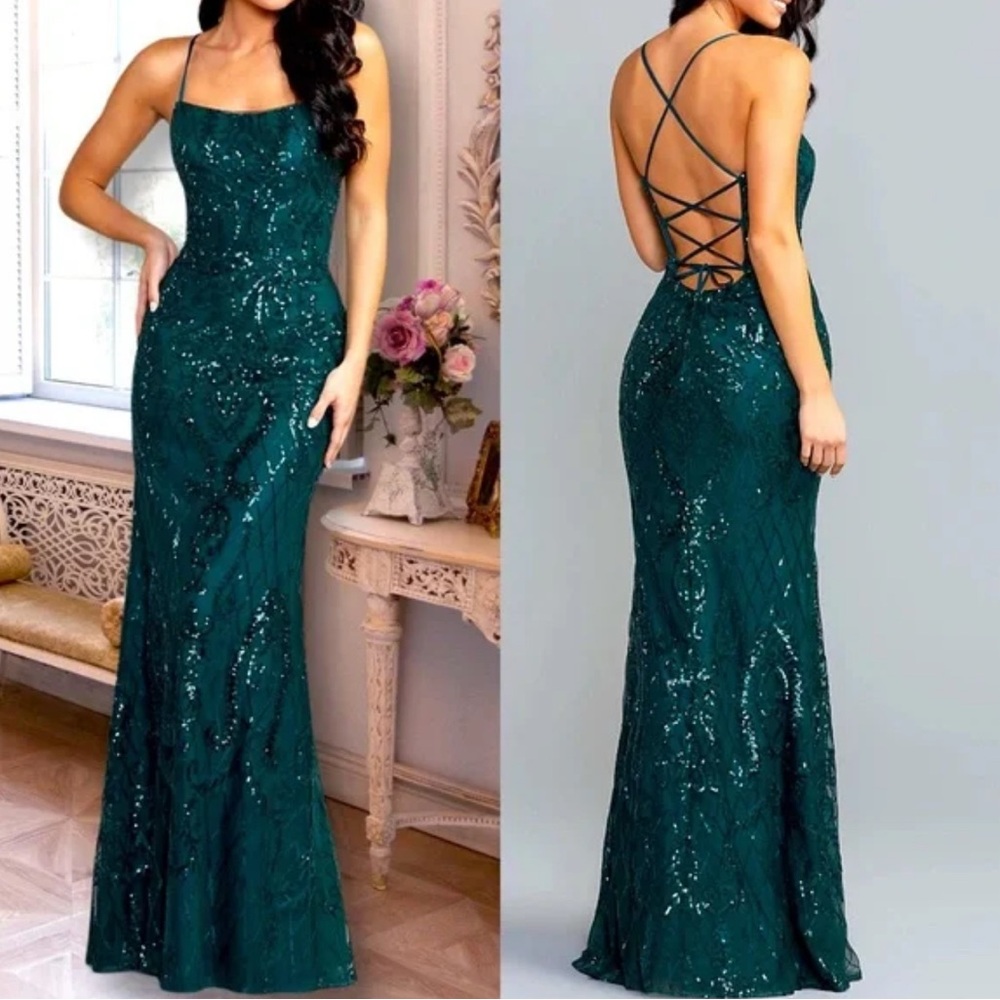PromGirl Sequin Green Prom Gown